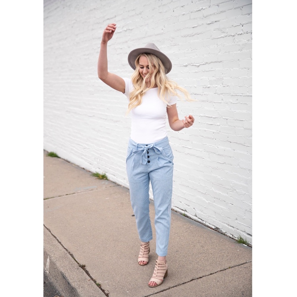 Blue strip Trousers Dress Pants